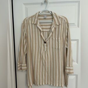 Old Navy Tan and White Casual Blouse - L